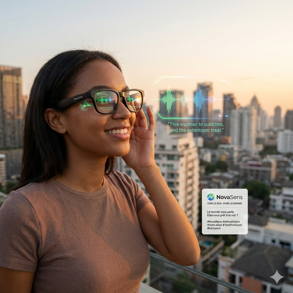 Femme portant des lunettes intelligentes